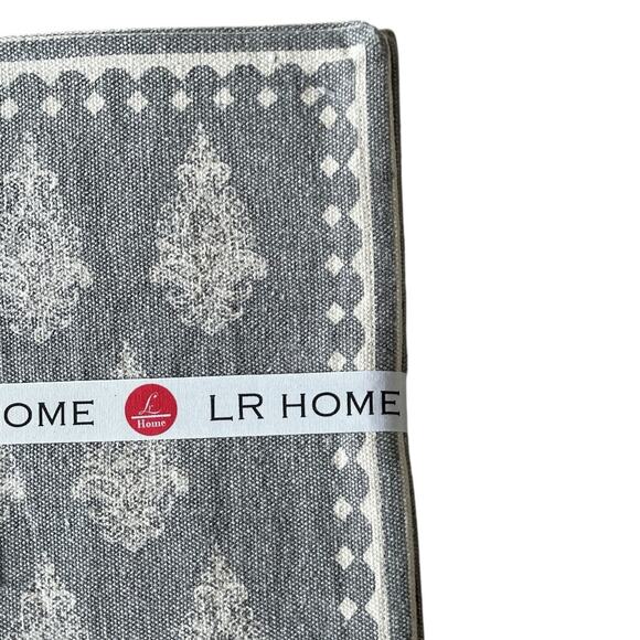 LR HOME Damask Print Placemats 13x19 Cotton Gray & Cream Set of 4 NEW - Picture 5 of 10